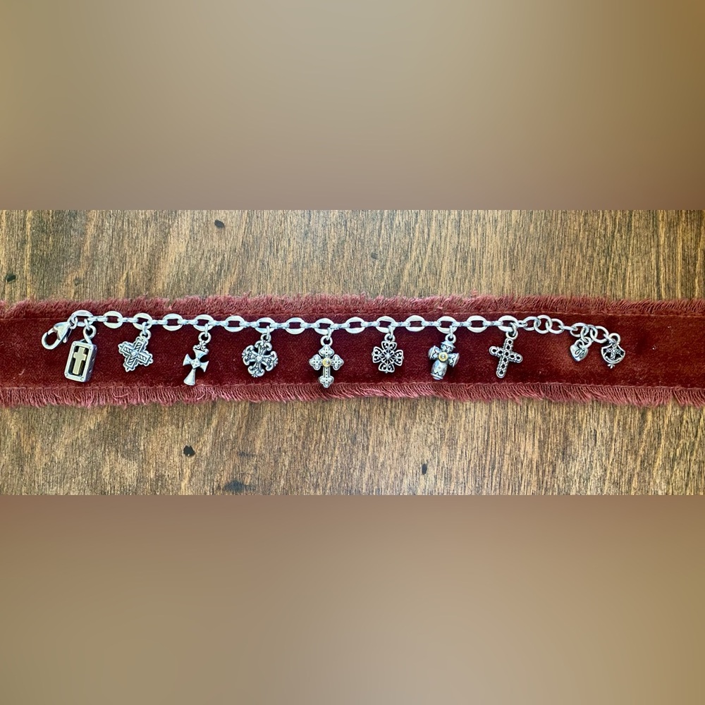 Retired Brighton Eternity Cross Charm Bracelet